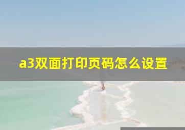 a3双面打印页码怎么设置