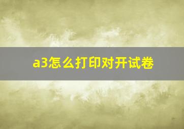 a3怎么打印对开试卷