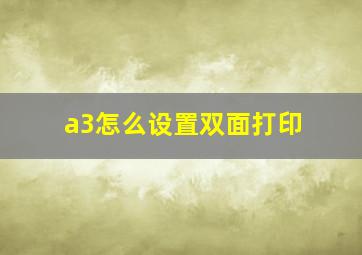 a3怎么设置双面打印