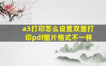 a3打印怎么设置双面打印pdf图片格式不一样