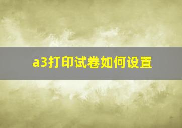 a3打印试卷如何设置