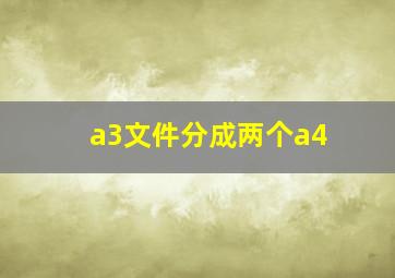 a3文件分成两个a4