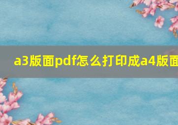 a3版面pdf怎么打印成a4版面