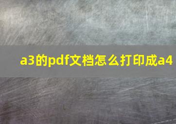 a3的pdf文档怎么打印成a4