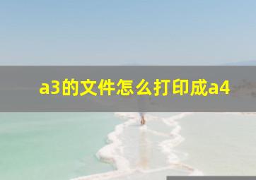 a3的文件怎么打印成a4