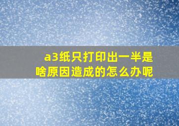 a3纸只打印出一半是啥原因造成的怎么办呢