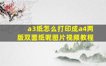 a3纸怎么打印成a4两版双面纸呢图片视频教程