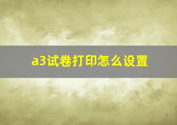 a3试卷打印怎么设置