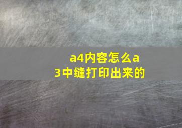 a4内容怎么a3中缝打印出来的