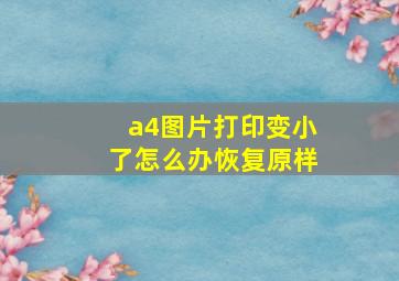 a4图片打印变小了怎么办恢复原样