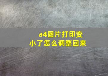 a4图片打印变小了怎么调整回来