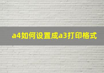 a4如何设置成a3打印格式