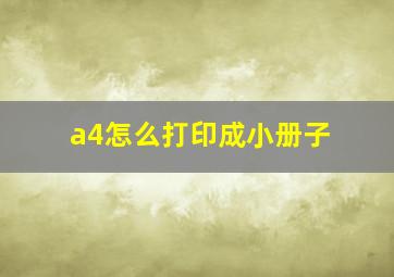 a4怎么打印成小册子