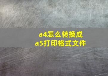 a4怎么转换成a5打印格式文件