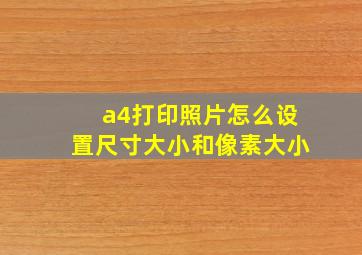 a4打印照片怎么设置尺寸大小和像素大小