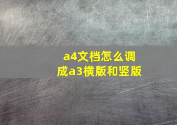 a4文档怎么调成a3横版和竖版