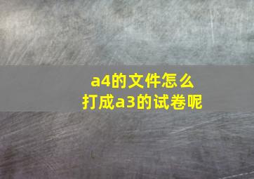 a4的文件怎么打成a3的试卷呢