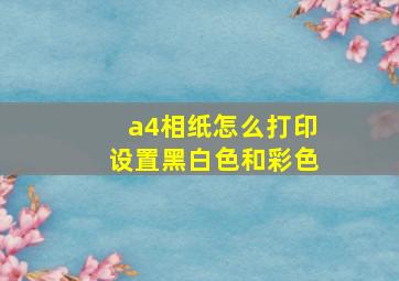 a4相纸怎么打印设置黑白色和彩色