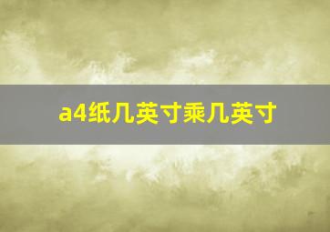 a4纸几英寸乘几英寸