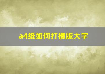 a4纸如何打横版大字