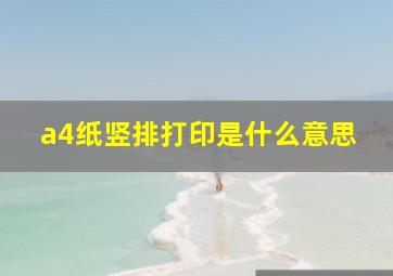 a4纸竖排打印是什么意思