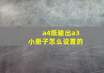 a4纸输出a3小册子怎么设置的