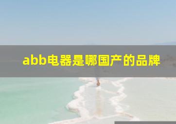 abb电器是哪国产的品牌