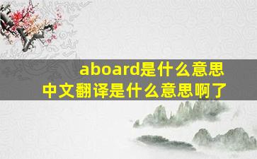 aboard是什么意思中文翻译是什么意思啊了