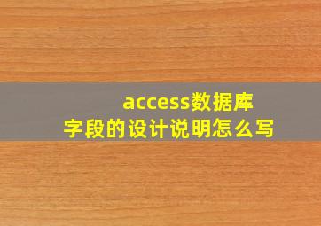 access数据库字段的设计说明怎么写