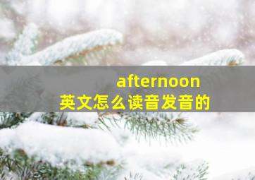 afternoon英文怎么读音发音的