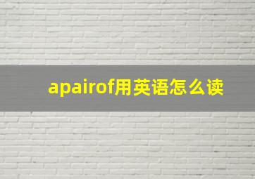 apairof用英语怎么读