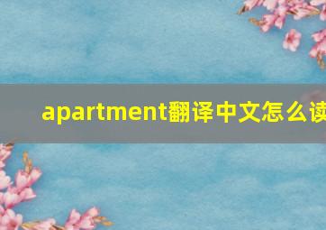 apartment翻译中文怎么读