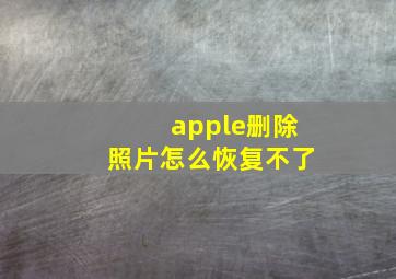 apple删除照片怎么恢复不了