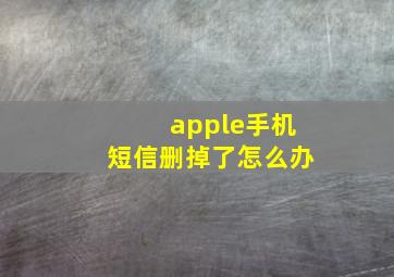 apple手机短信删掉了怎么办