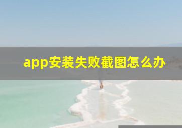 app安装失败截图怎么办