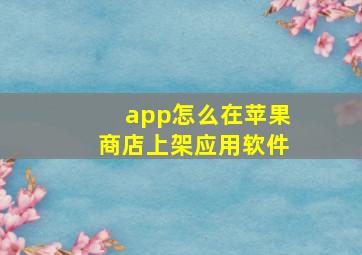 app怎么在苹果商店上架应用软件