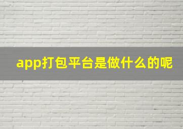 app打包平台是做什么的呢