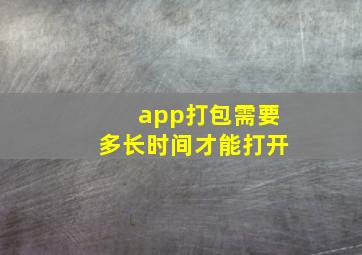 app打包需要多长时间才能打开