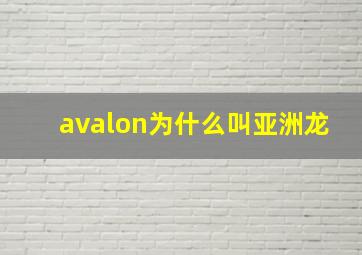 avalon为什么叫亚洲龙