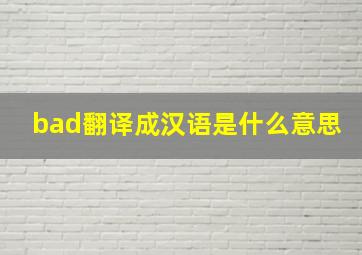 bad翻译成汉语是什么意思