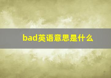 bad英语意思是什么