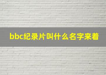 bbc纪录片叫什么名字来着