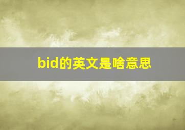 bid的英文是啥意思