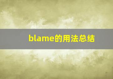 blame的用法总结