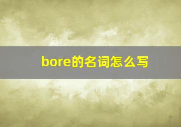 bore的名词怎么写