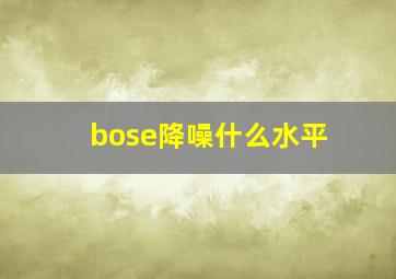 bose降噪什么水平