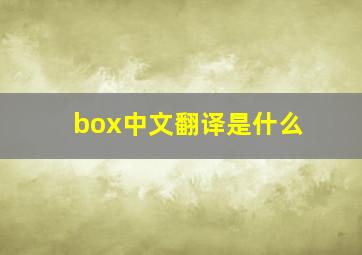 box中文翻译是什么