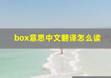 box意思中文翻译怎么读