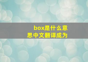 box是什么意思中文翻译成为