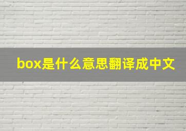 box是什么意思翻译成中文